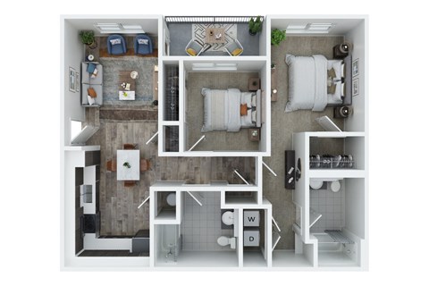 Union at Pacific Highway Apartments in Corvallis, Oregon 2x2 B Floor Plan
